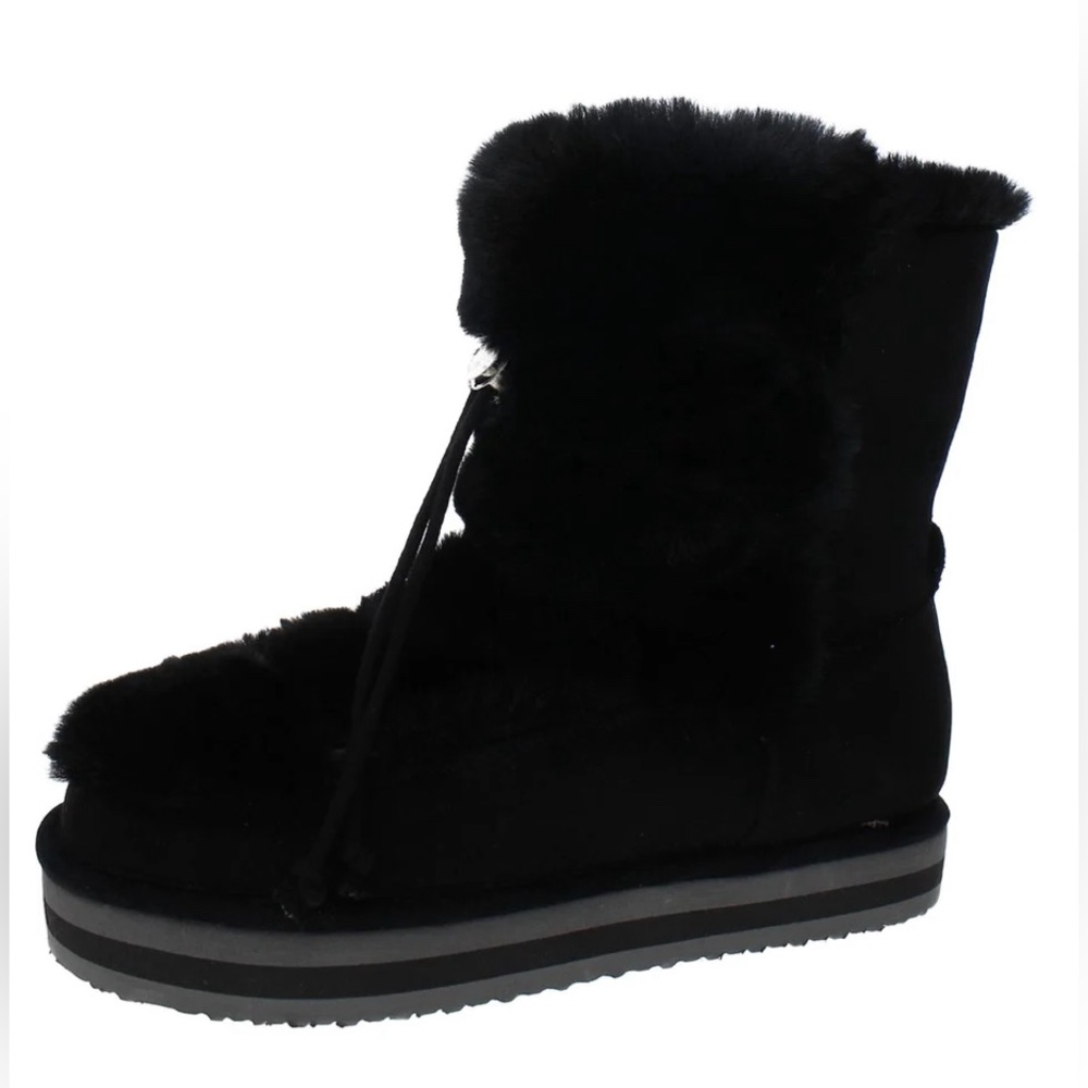 New  Sun + Stone Remii Womens Faux Suede Fuzzy Winter & Snow Boots